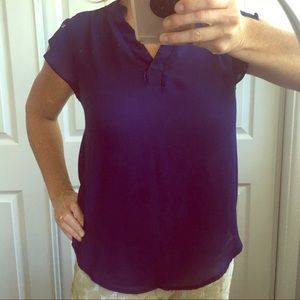 Navy Blue Cap Sleeved Blouse